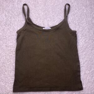 Forever 21 Army Green Cropped Tank Medium